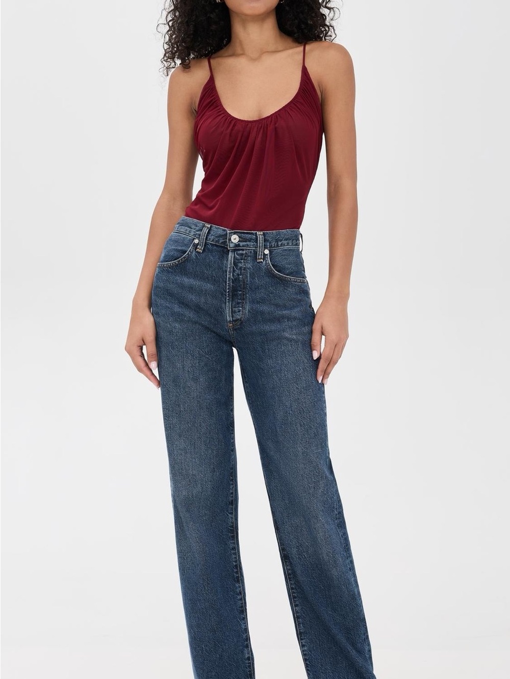 L'AGENCE Burgundy Scoop-Neck Bodysuit